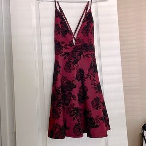 Windsor burgundy floral flare dress